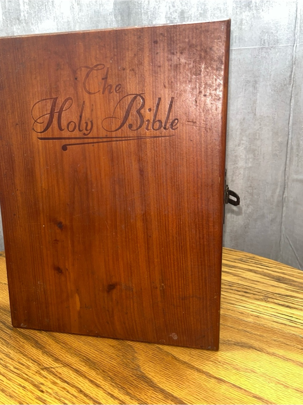 Cedar Wood Holy Bible Hinged Storage Keepsake Box